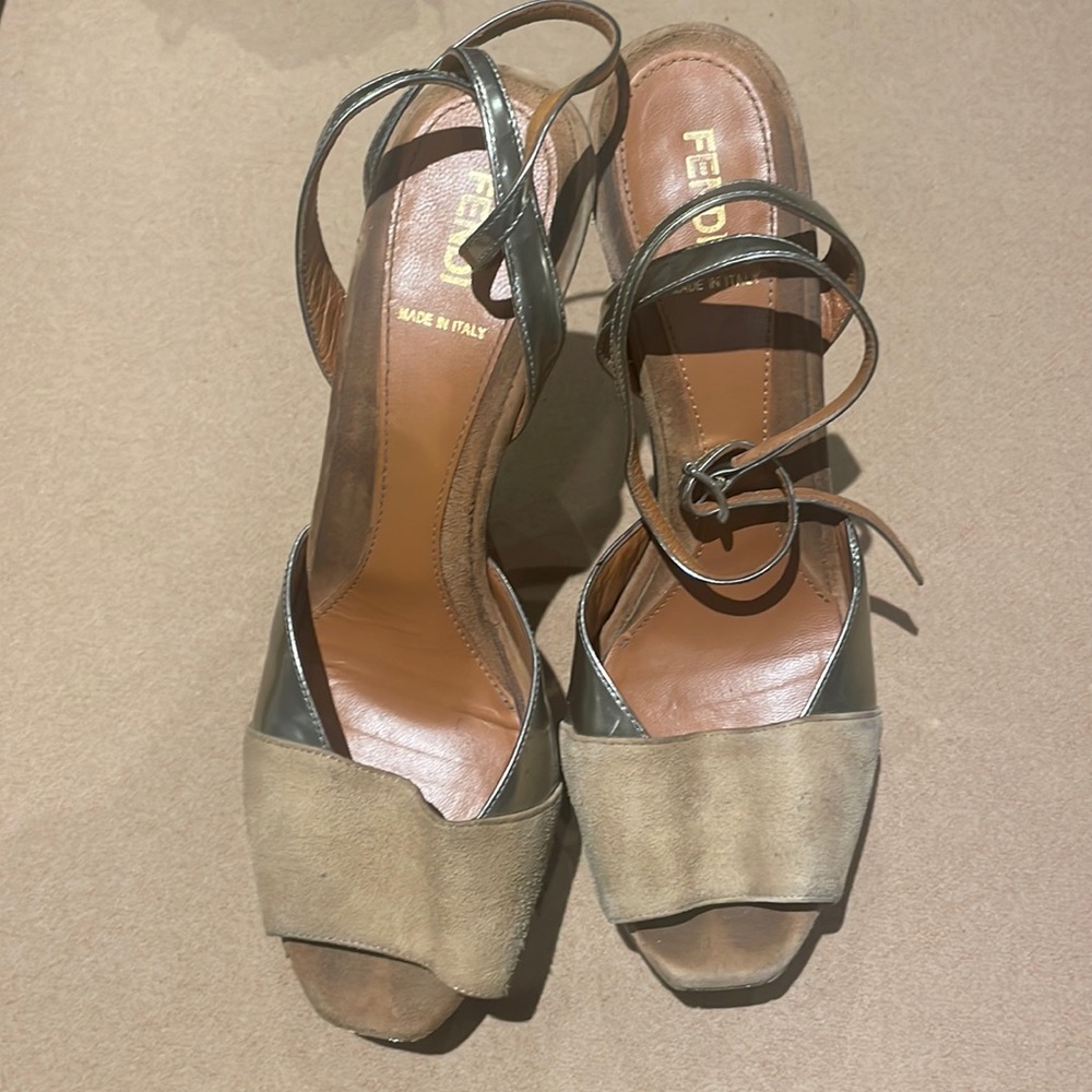 Fendi silver and gold heel.  Size 38